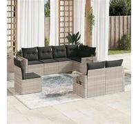 vidaXL 8-delige Loungeset met kussens poly rattan lichtgrijs3252779 G