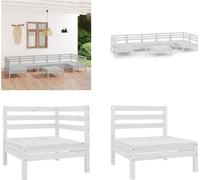 vidaXL 8 pcs. Garden Lounge Set Blanc Pin Massif - Set de meubles de jardin - Garniture de jardin - Garniture de jardin
