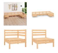 vidaXL 8 tlg. Garten Lounge Set Massivholz Kiefer - Ensemble de salon de jardin - Ensemble de salon d'extérieur - Ottomane en bois - Ensemble de meubles de jardin