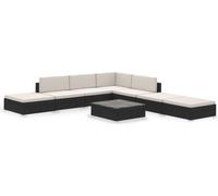 vidaXL 8-tlg. Set de salon de jardin avec auflagen Poly Rattan Schwarz