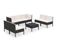 vidaXL 8-tlg. Set de salon de jardin avec auflagen Poly Rattan Schwarz