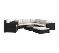 vidaXL 8-tlg. Set de salon de jardin avec auflagen Poly Rattan Schwarz