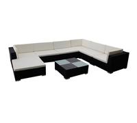 vidaXL 8-tlg. Set de salon de jardin avec auflagen Poly Rattan Schwarz