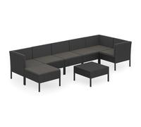 vidaXL 8-tlg. Set de salon de jardin avec auflagen Poly Rattan Schwarz