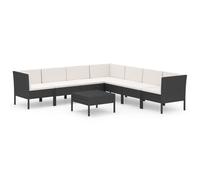 vidaXL 8-tlg. Set de salon de jardin avec auflagen Poly Rattan Schwarz