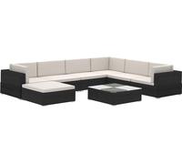vidaXL 8-tlg. Set de salon de jardin avec auflagen Poly Rattan Schwarz