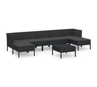 vidaXL 8-tlg. Set de salon de jardin avec auflagen Poly Rattan Schwarz