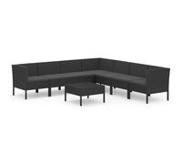 vidaXL 8-tlg. Set de salon de jardin avec auflagen Poly Rattan Schwarz