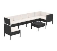 vidaXL 8-tlg. Set de salon de jardin avec auflagen Poly Rattan Schwarz