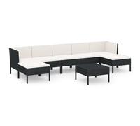 vidaXL 8-tlg. Set de salon de jardin avec auflagen Poly Rattan Schwarz