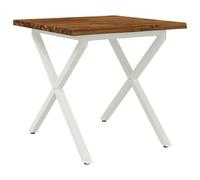 vidaXL 80 x 80 x 75 cm Bois d'Acacia Massif Naturel et Blanc Carré