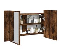vidaXL Armoire à miroir à LED de bain chêne fumé 80x12x45 cm acrylique