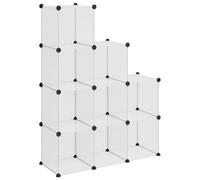 vidaXL 9× Cubes de Rangement Étagère Escalier de Bureau Armoire de Dortoir Organisateur de Rangement Panneaux Empilables Intérieur Transparent PP