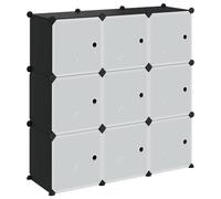 vidaXL 9× Cubes de Rangement Étagère Escalier de Bureau Armoire de Dortoir Organisateur de Rangement Panneaux Empilables Intérieur avec Portes Noir PP