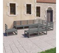 vidaXL Ensemble de salon de jardin 9 pièces en pin massif gris