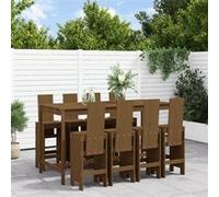 vidaXL Ensemble bar de jardin 9 pièces en pin massif brun miel