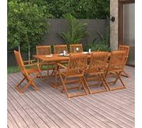 vidaXL Ensemble de jardin 9 pièces 220x90x75 cm bois massif acacia