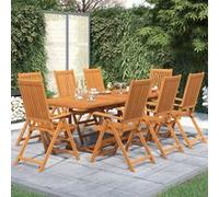 vidaXL Ensemble de jardin 9 pièces en bois massif d'acacia