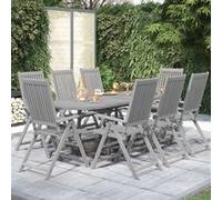 vidaXL 9-delige Tuinset massief acaciahout3079650 Gris