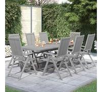 vidaXL 9-delige Tuinset massief acaciahout3079652 Gris