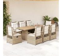 vidaXL 9-delige Tuinset met kussens poly rattan beige3262939 Beige G