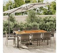 vidaXL Salon de jardin 9 pièces avec coussins Gris Poly Rattan