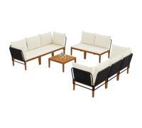 vidaXL, ensemble de 9 pièces en bois d'acacia massif et en corde, style naturel