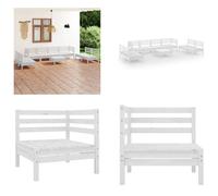 vidaXL 9 pcs. Garden Lounge Set Blanc Pin Massif - Ensemble de salon de jardin - Ensemble de salon de jardin - Ensemble de salon