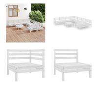 vidaXL 9 pcs. Garden Lounge Set Blanc Pin Massif - Set de meubles de jardin - Garniture de jardin - Garniture de jardin