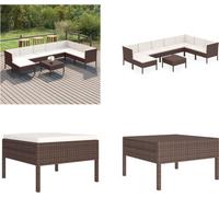 vidaXL 9 pcs. Garden Lounge Set with Auflagen Poly Rattan Braun - Garniture de canapé de jardin - Garniture de canapé de jardin - Garniture de canapé de jardin