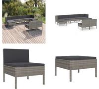 vidaXL 9 pcs. Garden Lounge Set with Auflagen Poly Rattan Grau - Garniture de canapé de jardin - Garniture de canapé de jardin - Garniture de canapé de jardin