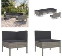 vidaXL 9 pcs. Garden Lounge Set with Auflagen Poly Rattan Grau - Garniture de canapé de jardin - Garniture de canapé de jardin - Garniture de canapé de jardin