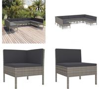 vidaXL 9 pcs. Garden Lounge Set with Auflagen Poly Rattan Grau - Garniture de canapé de jardin - Garniture de canapé de jardin - Garniture de canapé de jardin