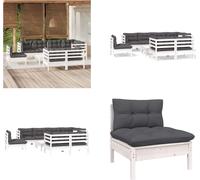 vidaXL 9 pcs. Garden Lounge Set with Coussins Blanc Pin Massif - Ensemble de salon de jardin - Ensemble de salon de jardin - Ensemble de meubles de jardin