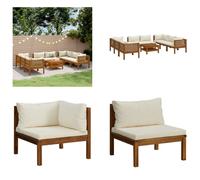 vidaXL 9 pcs. Garden Lounge Set with Creme Coussin Bois Massif Acacia - Garden Lounge Set - Garden Lounge Set - Modulaire Sofa Set