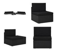 vidaXL 9 pcs. Garden Lounge Set with Cushion Black Poly Rattan - Garden Lounge Set - Garden Lounge Set - Terrassen-Lounge-Sets