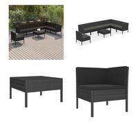 vidaXL 9 pcs. Garten Lounge Set mit Auflagen Poly Rattan Schwarz - Garniture de canapé de jardin - Garniture de canapé de jardin - Garniture de canapé de jardin