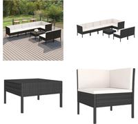 vidaXL 9 pcs. Garten Lounge Set mit Auflagen Poly Rattan Schwarz - Garniture de canapé de jardin - Garniture de canapé de jardin - Garniture de canapé de jardin