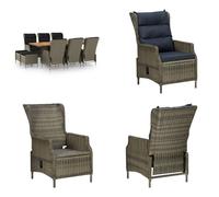 vidaXL 9 pcs. Salon de jardin avec coussins Poly Rotin Marron - Ensemble de meubles de jardin - Table Et Chaise De Jardin