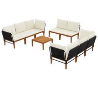 vidaXL : 9 pièces en bois d'acacia massif et en corde, style naturel