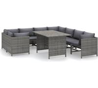 vidaXL 9-plg. Set de salon de jardin avec baisers Poly Rattan Grau