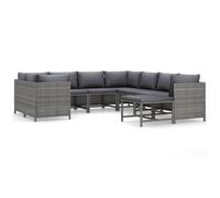 vidaXL 9-plg. Set de salon de jardin avec baisers Poly Rattan Grau
