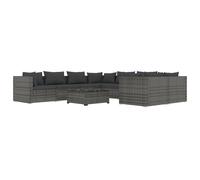 vidaXL 9-plg. Set de salon de jardin avec baisers Poly Rattan Grau