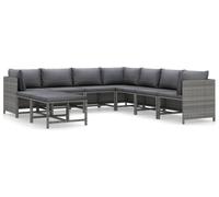 vidaXL 9-plg. Set de salon de jardin avec baisers Poly Rattan Grau