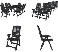 vidaXL 9 tlg. Garten Essgruppe Kunststoff Anthrazit - Table Et Chaise De Jardin - Tables Et Chaises De Jardin - Ensemble de Meubles De Jardin