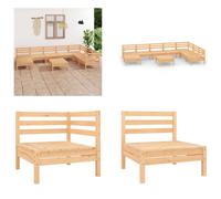vidaXL 9 tlg. Garten Lounge Set Massivholz Kiefer - Ensemble de salon de jardin - Ensemble de salon d'extérieur - Ottomane en bois - Ensemble de meubles de jardin