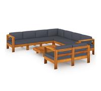vidaXL 9-tlg. Garten-Lounge-Set mit Dunkelgrauen Auflagen Akazienholz
