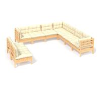 vidaXL 9-tlg. Set de salon de jardin avec baisers en crème Massivholz Kiefer