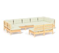 vidaXL 9-tlg. Set de salon de jardin avec baisers en crème Massivholz Kiefer