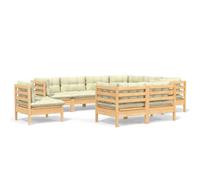 vidaXL 9-tlg. Set de salon de jardin avec baisers en crème Massivholz Kiefer